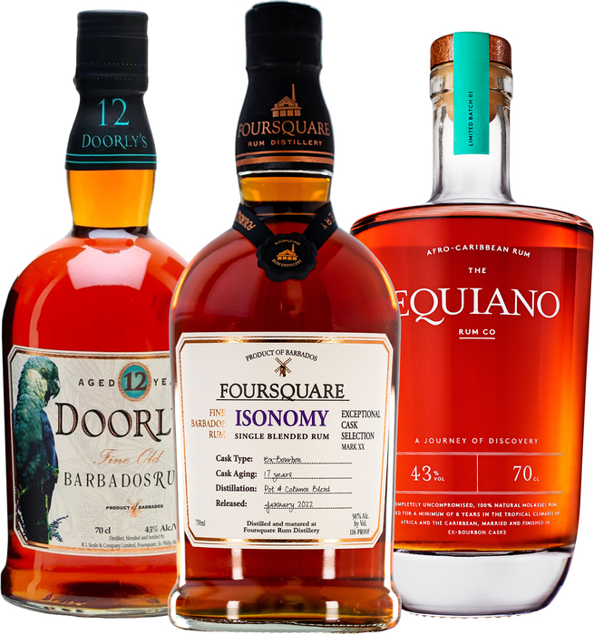 Set Foursquare Isonomy + Doorly&#039;s 12 ročný + Equiano Rum
