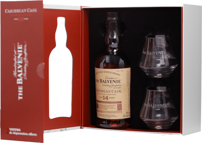The Balvenie 14 Year Old Caribbean Cask + 2 glasses pack