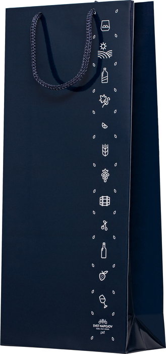 Darčeková taška modrá lesklá na 2 fľaše