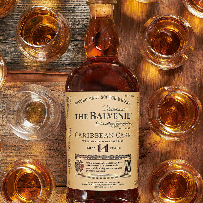 Balvenie 14 Year Old Caribbean Cask + 2 glasses