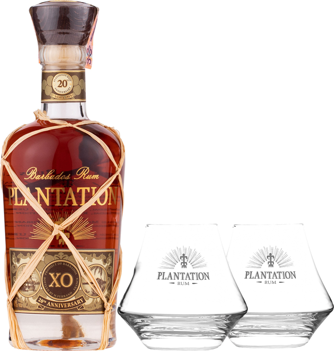 Plantation XO 20th Anniversary + 2 glasses - Dark rum