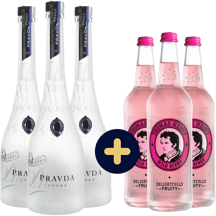 Set 3x Pravda Vodka + 3x Thomas Henry Wild Berry 0,75l zadarmo
