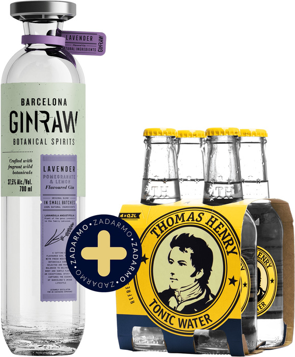 Set GinRaw Lavender Gin + 4 pack Thomas Henry Tonic Water zadarmo