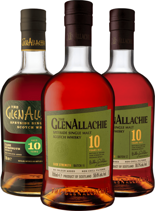 Bundle The GlenAllachie 10 Year Old Cask Strength Batch 10 + Batch 11 + Batch 12