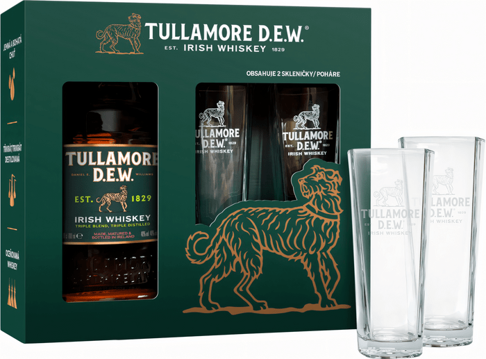 Tullamore Dew + 2 glasses - damaged box