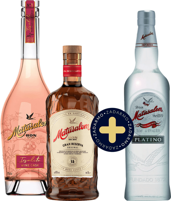 Set Matusalem Insolito Wine Cask + Gran Reserva 15 + Platino zdarma