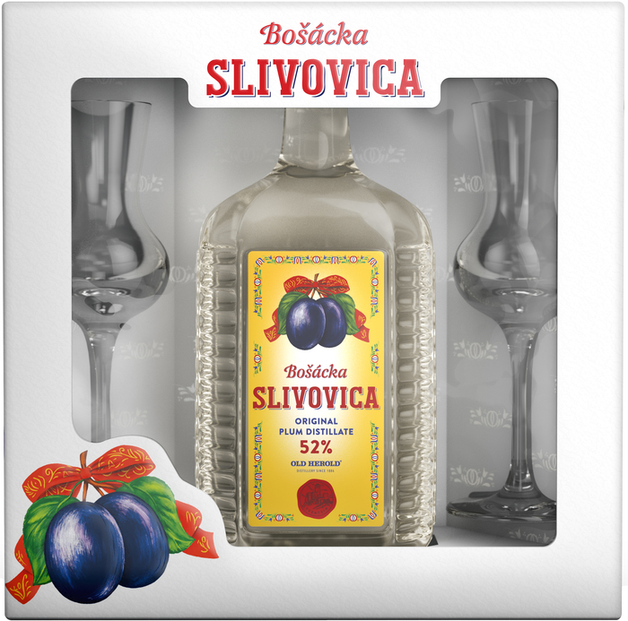 Bošácka Slivovica Hranatá + 2 poháre
