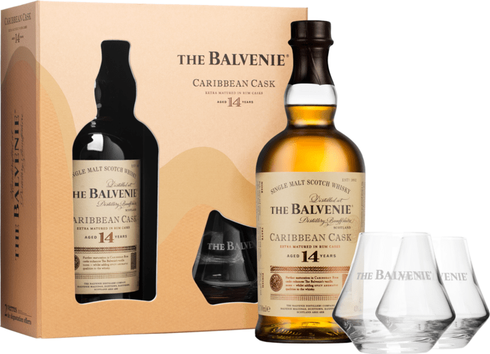 The Balvenie 14 Year Old Caribbean Cask + 2 glasses