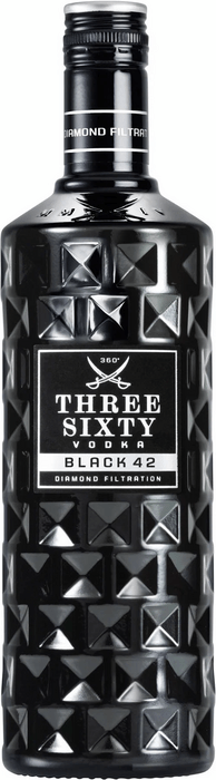 Three Sixty Black 42 Vodka - poškodený