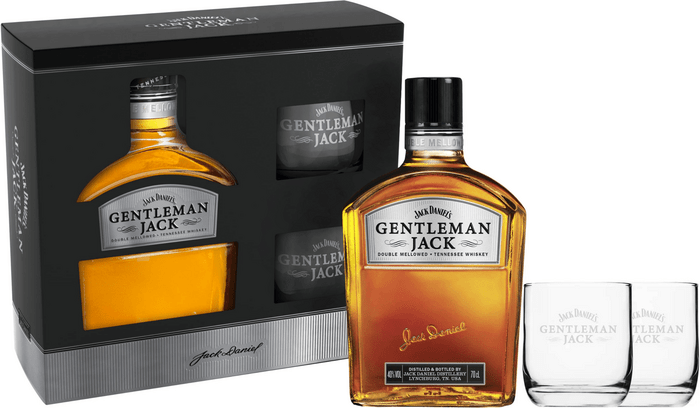 Jack Daniel&#039;s Gentleman Jack + 2 glasses - damaged package