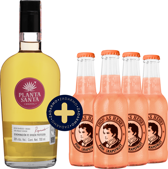 Set Mezcal Planta Santa Reposado + 4x Thomas Henry Grapefruit 0,2l zadarmo