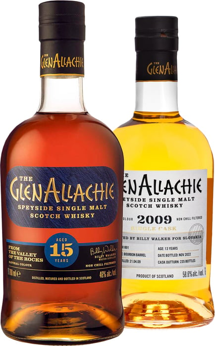Bundle The GlenAllachie 13y Single Cask 2009 Selected by Billy Walker for Slovakia + 15y