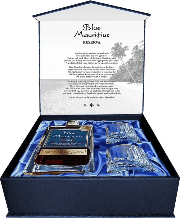 Blue Mauritius Reserva with 2 glasses