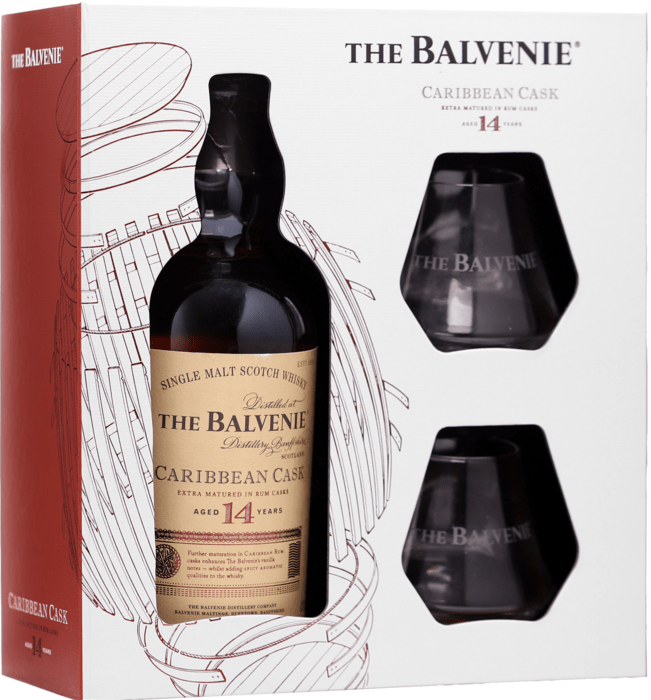 The Balvenie 14 Year Old Caribbean Cask + 2 glasses pack