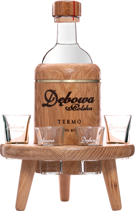 Dębowa Termo stool + 4 glasses
