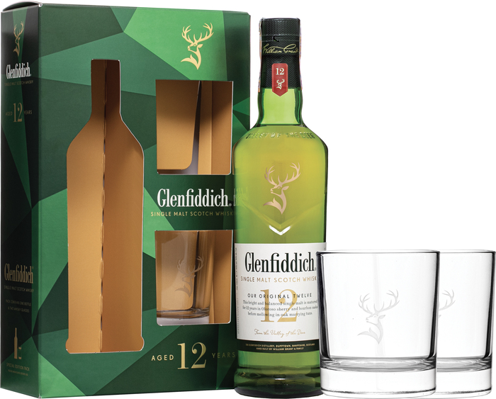 Glenfiddich 12 letá + 2 sklenice