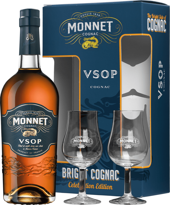 Monnet VSOP + 2 poháre