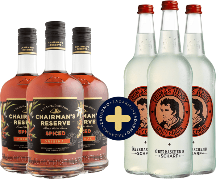 Set 3x Chairman&#039;s Reserve Spiced + 3x Thomas Henry Ginger Beer 0,75l zdarma