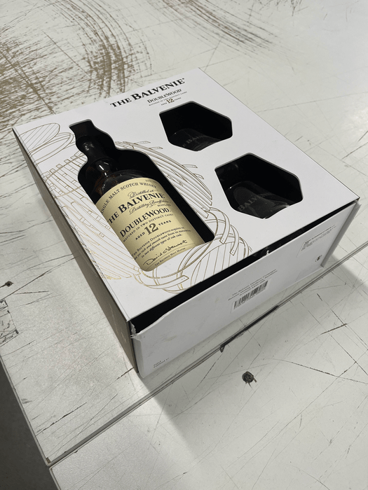 Balvenie 12 Year Old DoubleWood + 2 glasses - damaged box
