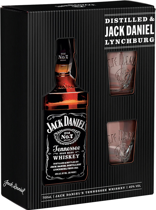 Jack Daniel&#039;s s 2 sklenicemi - kartónek
