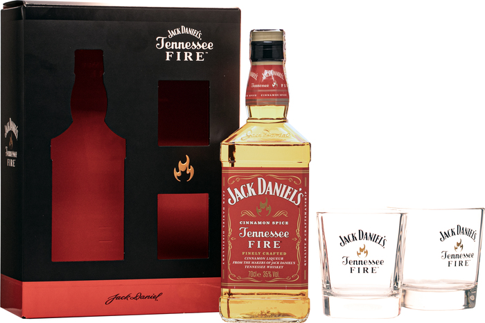 Jack Daniels Fire + 2 sklenice