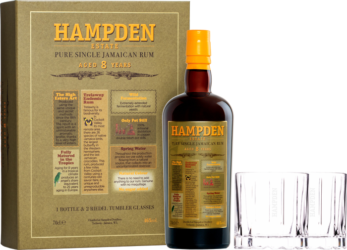 Hampden 8 ročný + 2 poháre
