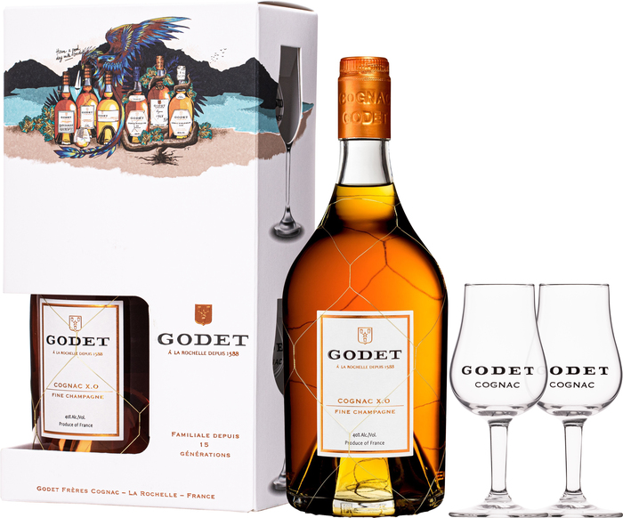 Godet XO Fine Champagne + 2 glasses