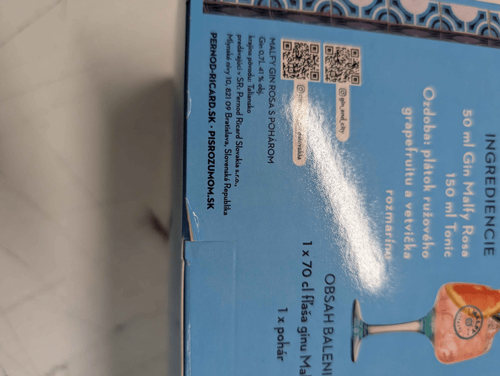 Malfy Gin Rosa s pohárom - poškozený obal