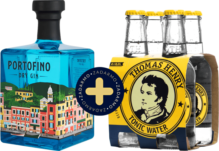 Set Portofino Dry Gin +  4 Pack Thomas Henry Tonic Water Zadarmo