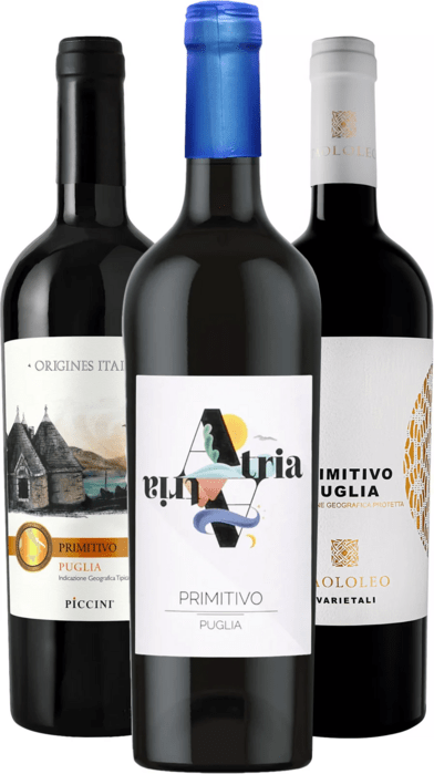  Set červených vín z oblasti Puglia