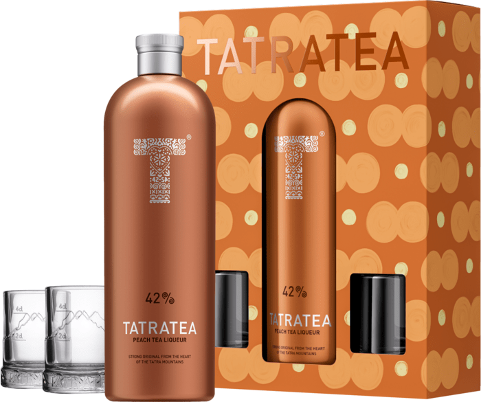 Tatratea Peach&amp;White + 2 sklenice