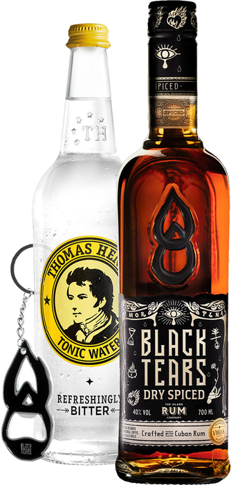 Bundle Black Tears Dry Spiced Rum + Thomas Henry Tonic Water 0,75l + gift bottle opener