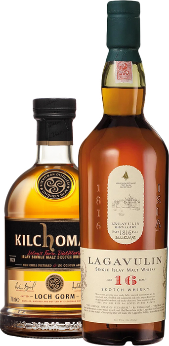 Set Kilchoman Loch Gorm 2023 + Lagavulin 16 letá