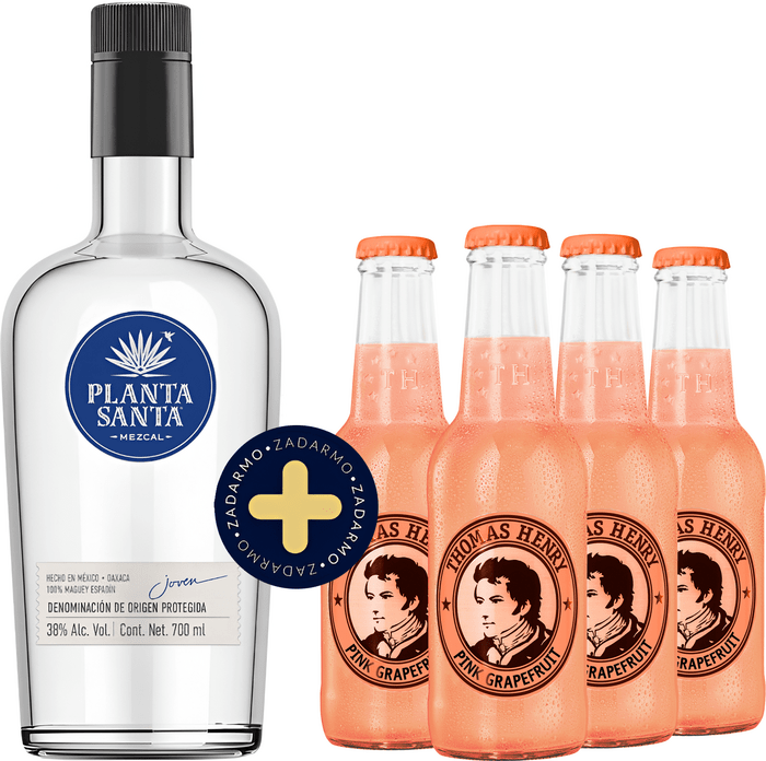 Set Mezcal Planta Santa Joven + 4x Thomas Henry Grapefruit 0,2 l zdarma