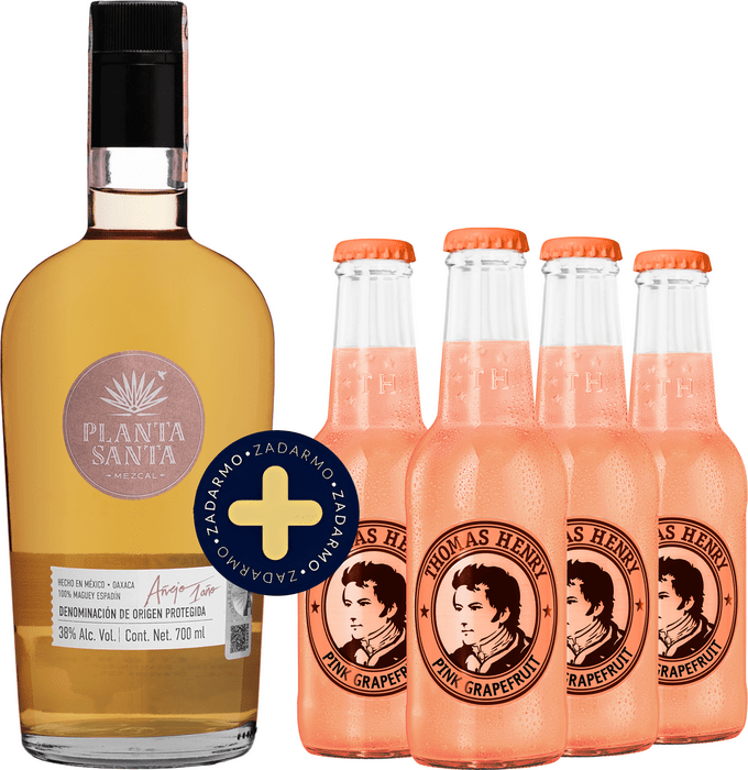 Bundle Mezcal Planta Santa Añejo + 4x Thomas Henry Grapefruit 0,2l free