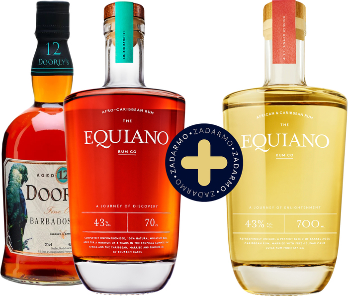 Set Doorly&#039;s 12 letý + Equiano Rum + Equiano Light Rum zdarma