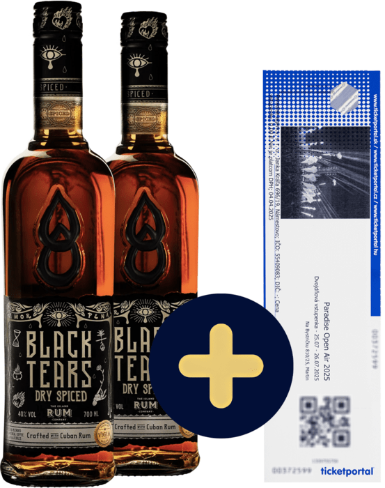 Set 2x Black Tears Dry Spiced Rum + vstupenka Paradise Open Air zadarmo