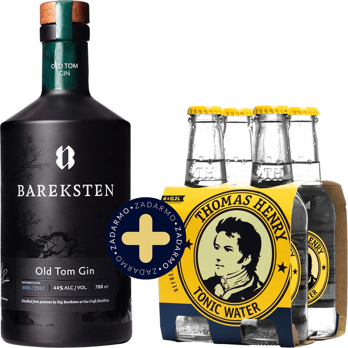 Set Bareksten Old Tom Gin + 4 pack Thomas Henry Tonic Water free