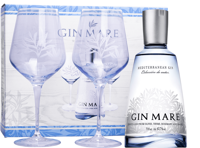 Gin Mare + 2 glasses - damaged packaging