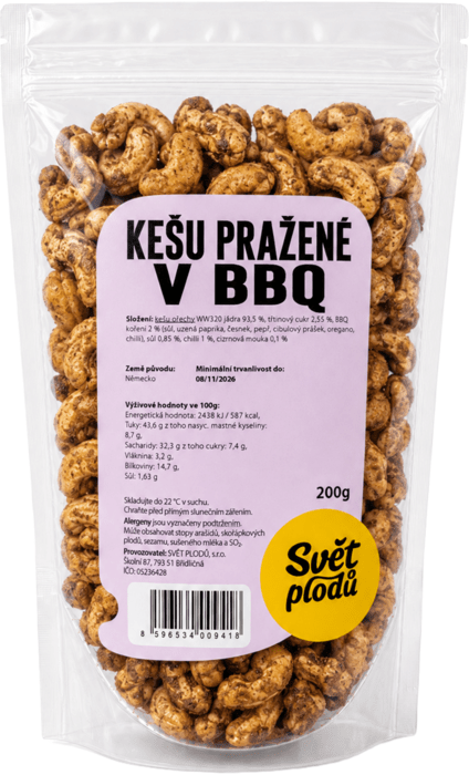Svět plodů Pražené Kešu Ořechy v BBQ 200g