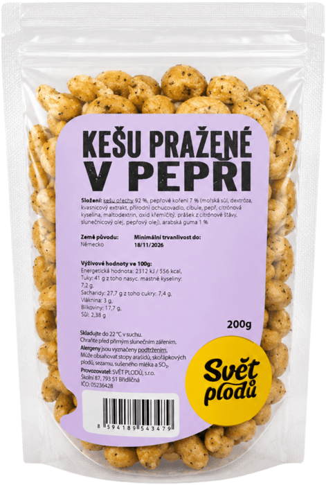 Svět plodů Kešu Pražené V Čiernom Korení 200 g