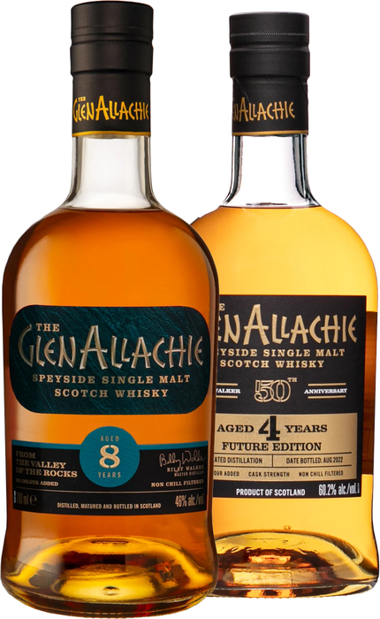 The GlenAllachie 4y Billy Walker 50th Anniversary + 8y Single Malt