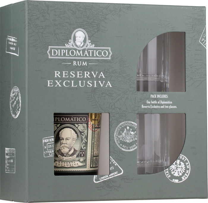 Diplomático Reserva Exclusiva + 2 glasses