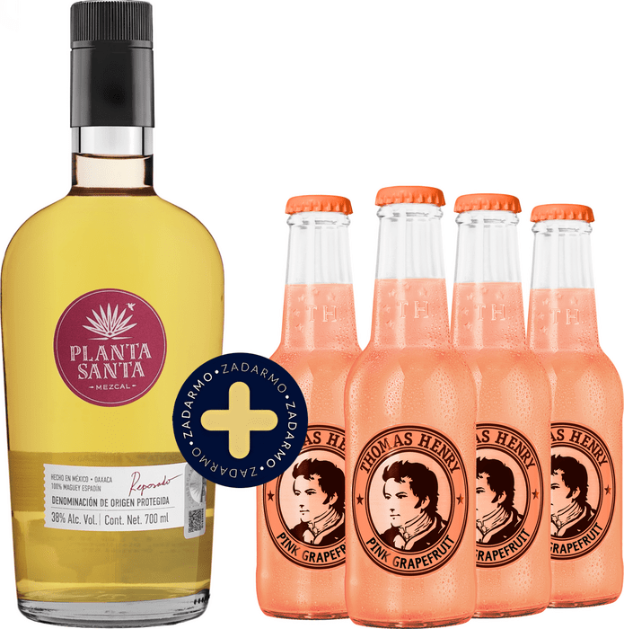 Set Mezcal Planta Santa Reposado + 4x Thomas Henry Grapefruit 0,2l zdarma