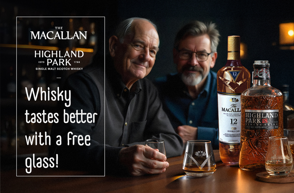 Whisky tastes better with a free glass