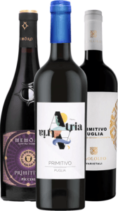 Set červených vín z oblasti Puglia
