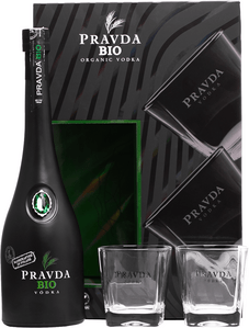 Pravda Bio Organic Vodka + 2 poháre - poškodený obal