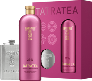 Tatratea gift set Hibiscus &amp; Red with a hipflask