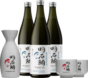 Set 3x Akashi-Tai Honjozo Saké + karafa se skleničkami zdarma