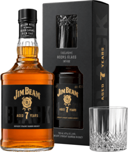 Jim Beam Black se sklenicí